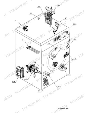Взрыв-схема стиральной машины Electrolux EWF1408WDL - Схема узла Electrical equipment 268
